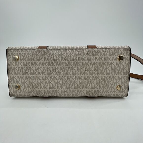 Michael Kors Nouveau Hamilton Handbag Satchel Crossbody Large Logo White *FLAW - Picture 10 of 14